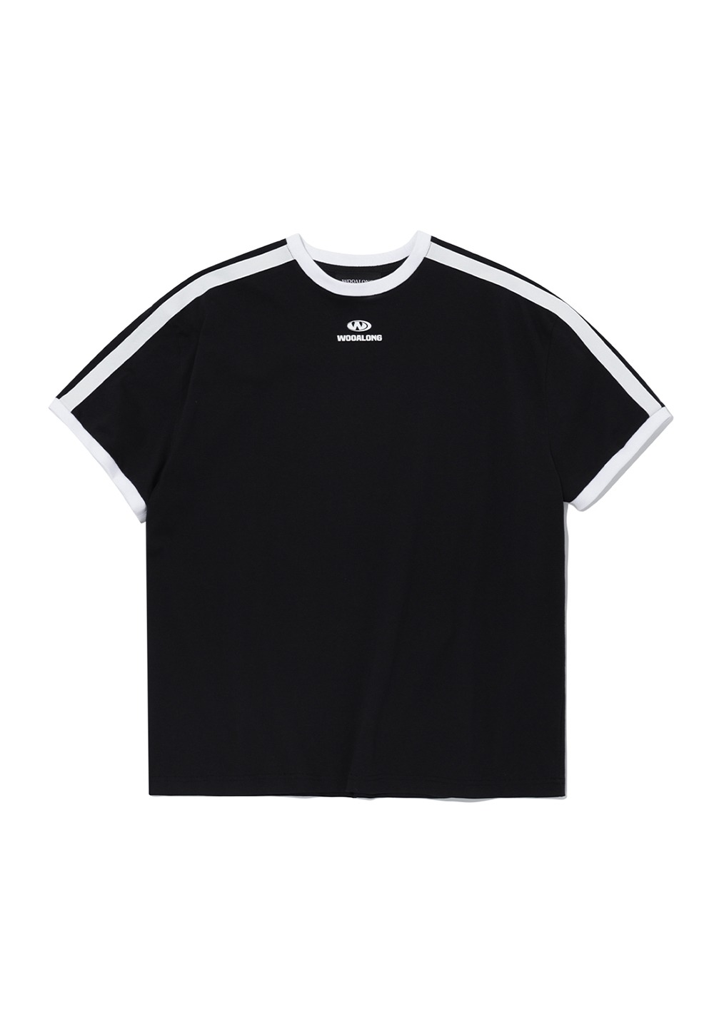 Track logo cotton contrast T-shirt - BLACK