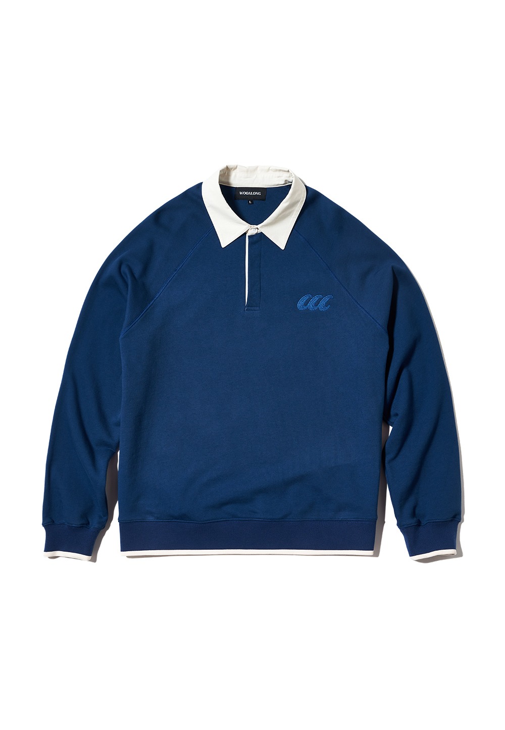 Claw collar color contrast sweatshirt - DARK BLUE